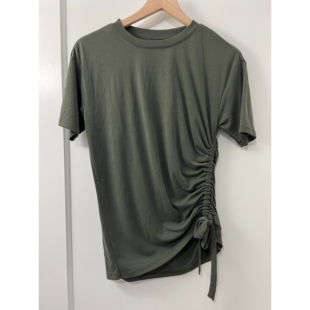 Mossimo Dark Green Top Short Sleeve Cinched Side Modal Polyester Women's XS